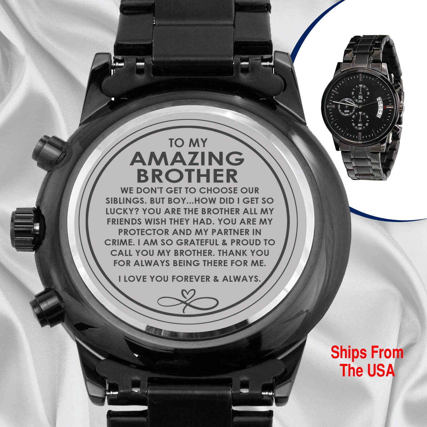 Brother Gift From Sister, Engraved Wristwatch, Luxury Wrist Watch, Gift for  Sibling, Birthday Gift, Watch With A Message, Poem Card, Present - Etsy