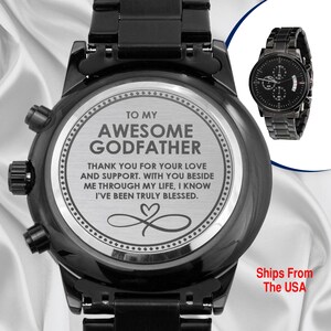 Godfather Gift For Father’s Day, Birthday, Christmas, Wedding Day, Engraved Men’s Wrist Watch