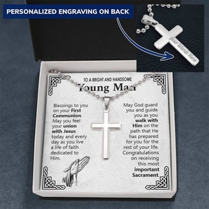 First Holy Communion Gifts For Boy, 1st Communion Cross Personalized, 1st Communion Gift For Boy, Kids Communion Jewelry First Communion Son Standard Box