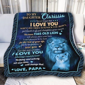 Manta personalizable para hija, regalos de cumpleaños número 16 para niñas, mantas para mi hija de parte de papá, familia a distancia, manta Old Lion
