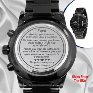 Padre de la Novia-cadeau, huwelijksdagcadeau in het Spaans, cadeau vader van de bruid, cadeau van bruid, gegraveerd horloge, luxe polshorloge, cadeau papa
