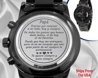 Padre De La Novia Gift, Wedding Day Gift In Spanish, Father Of The Bride Gift, Gift From Bride, Engraved Watch, Luxury Wrist Watch,Papa Gift