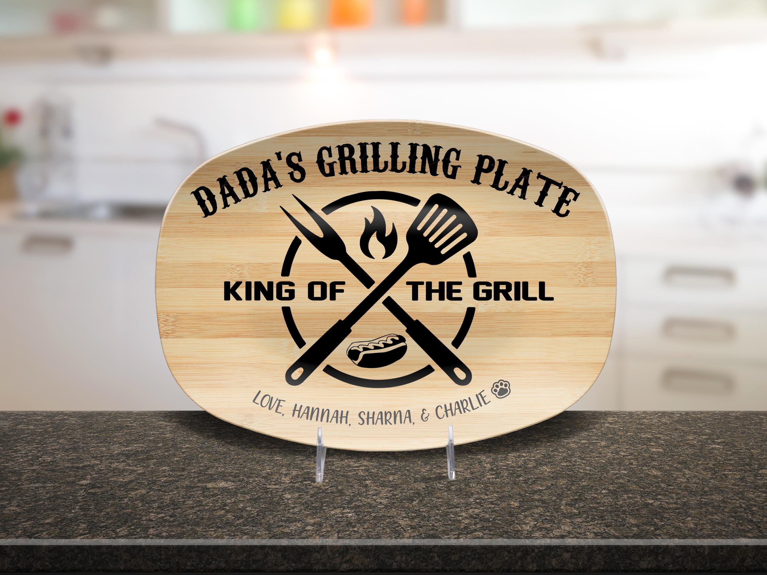 Personalized Platter, Dad Grilling Gift, King of The Grill Plate, Custom BBQ Gift, Father's Day Gift, BBQ Serving Tray Gift For Him