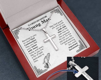 First Holy Communion Gifts For Boy, 1st Communion Cross Personalized, 1st Communion Gift For Boy, Kids Communion Jewelry First Communion Son