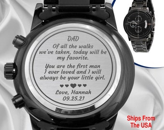 Personalized Father Of The Bride Gift, Watch From Daughter, Bride To Father Gift, Engraved Watch, Father Daughter Wedding Gift  FB1003
