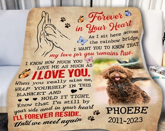 Rainbow Bridge Dog Memorial Photo Blanket - Dog Loss Sympathy Gift For Dog Mom