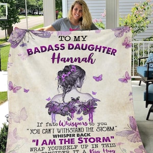 Personalised To My Badass Daughter-deken - empowerment cadeau voor dochter van vader of moeder