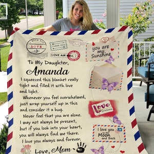 Manta personalizable para hija, regalos de cumpleaños número 18 para niñas, mantas para mi hija, cartas para mi hija, familia a larga distancia