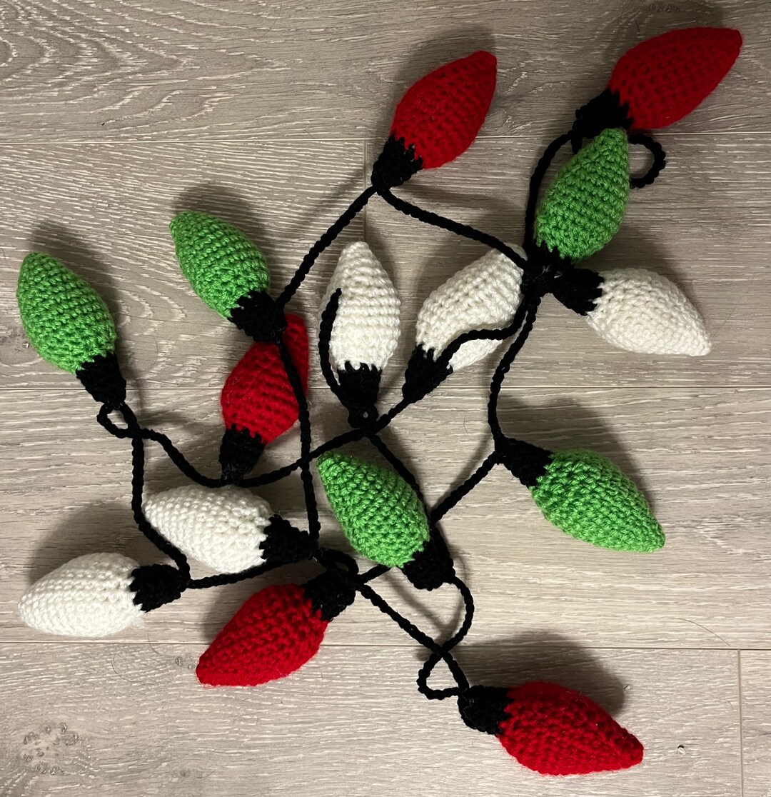Grinch Themed Crochet Christmas Light Bulb Garland Crochet Xmas Light