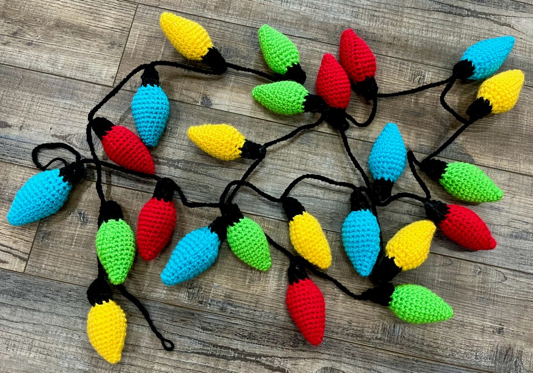 Crochet Christmas Light Bulb Garland Crochet Xmas Light Bulb Garland