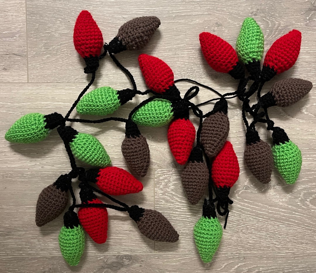 Gingerbread Colored Crochet Christmas Light Bulb Garland Crochet Xmas
