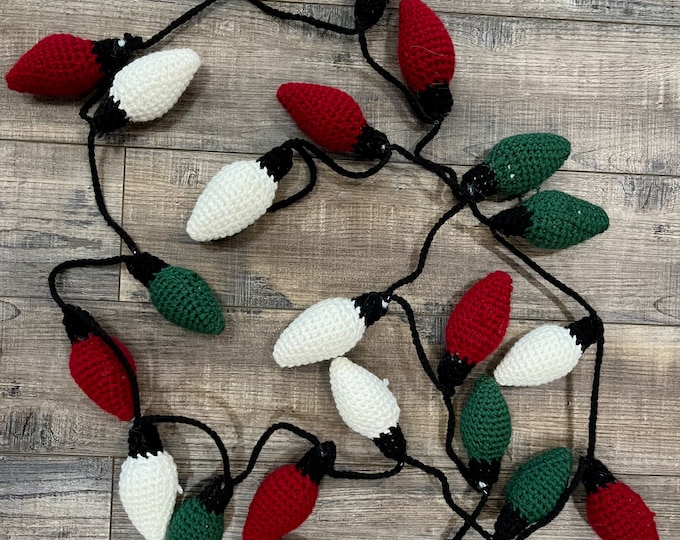 Traditional Crochet Christmas Light Bulb Garland Crochet Etsy