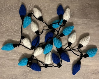 Winter Crochet Christmas Light Bulb Garland | Crochet X-mas Light Bulb Garland | Crochet Light Garland | Winter Home Decor | Holiday Decor
