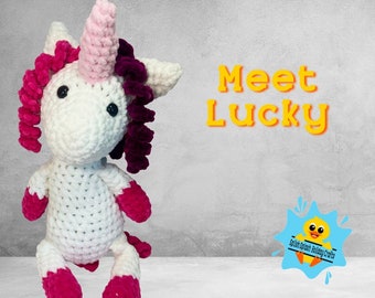 Lucky the Stuffed Unicorn| Crochet Amigurumi Stuffed Plush Unicorn| Stuffed Animals| Plushie Stuffed Unicorn| Child/Kids Gift| Special Gift