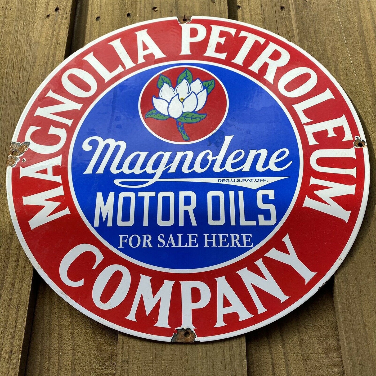 VINTAGE MAGNOLIA PETROLEUM Porcelain Metal Sign Publicidad Etsy