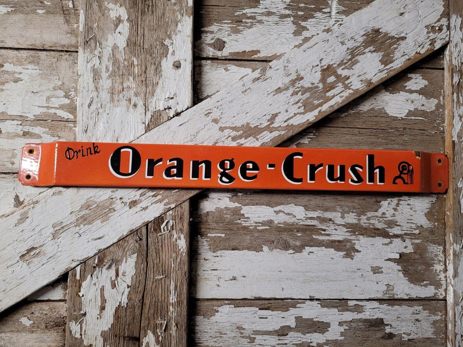 VINTAGE ORANGE CRUSH Door Push Bar Porcelain Advertising Sign Gas