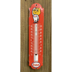 Esso Filling Station ~ Embossed Tin Advertising Thermometer 
