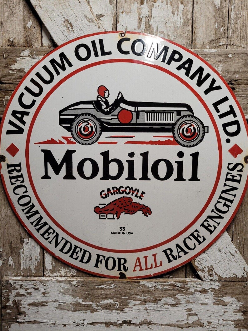 VINTAGE MOBIL 30 VACCUUM Porcelain Advertising Sign Gas Etsy