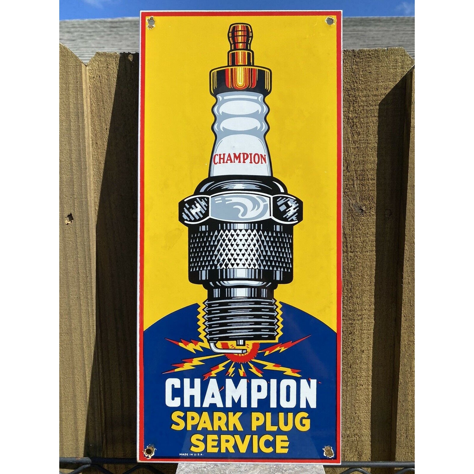 VINTAGE CHAMPION SPARK Plug Porcelain Metal Sign Collectable Gas