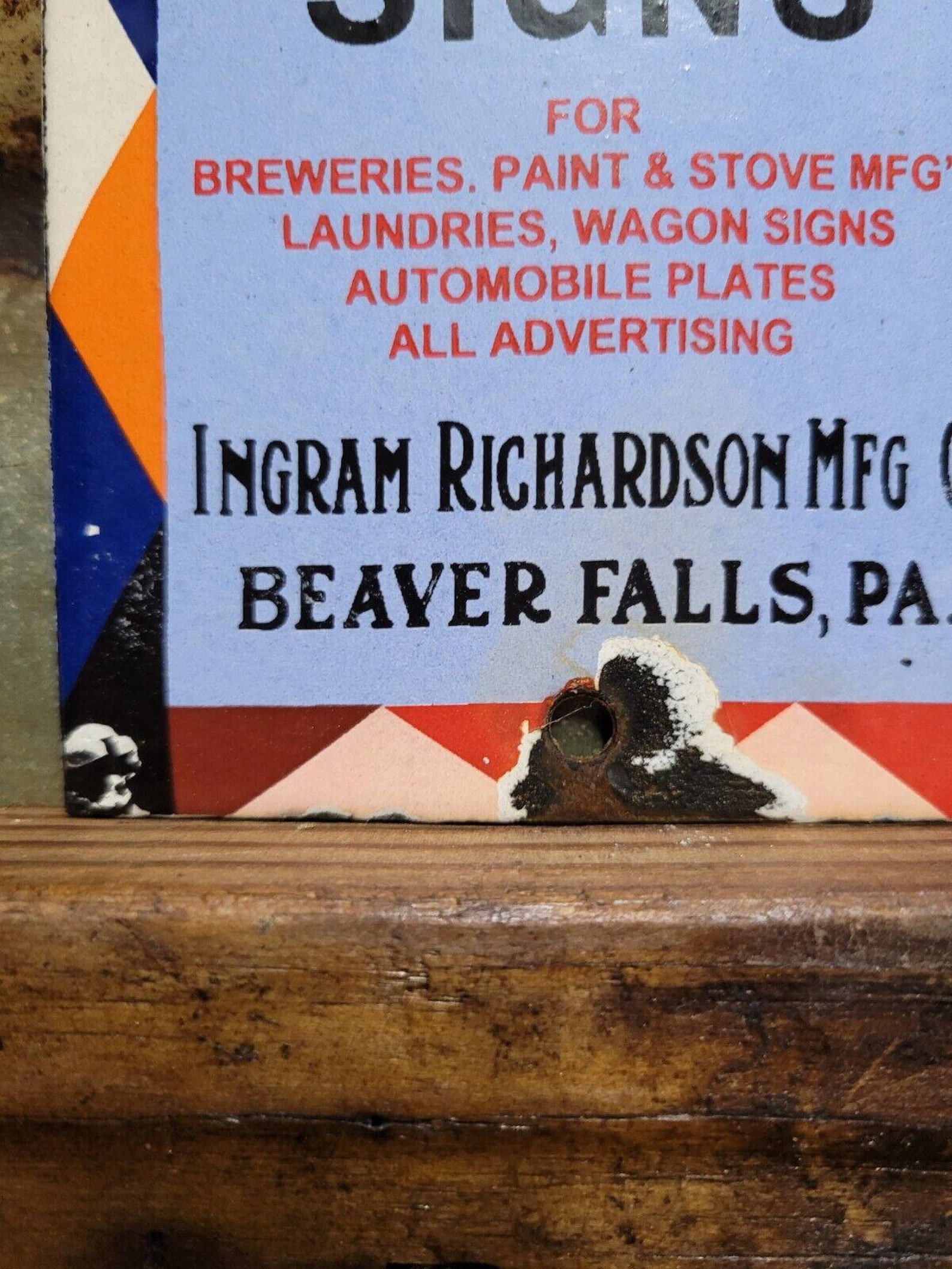 VINTAGE INGRAM RICHARDSON Porcelain Advertising Sign Gas Pump Plate ...