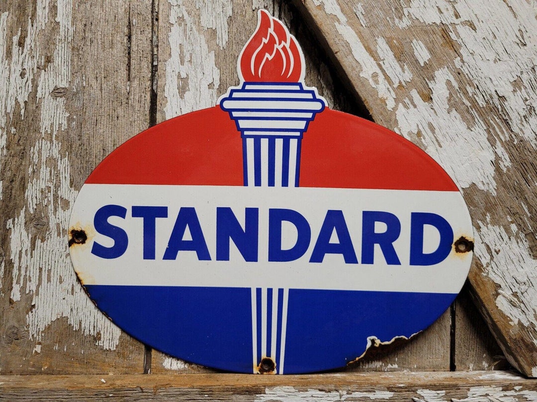 VINTAGE STANDARD MOTOR Porcelain Advertising Sign Gas Pump Etsy