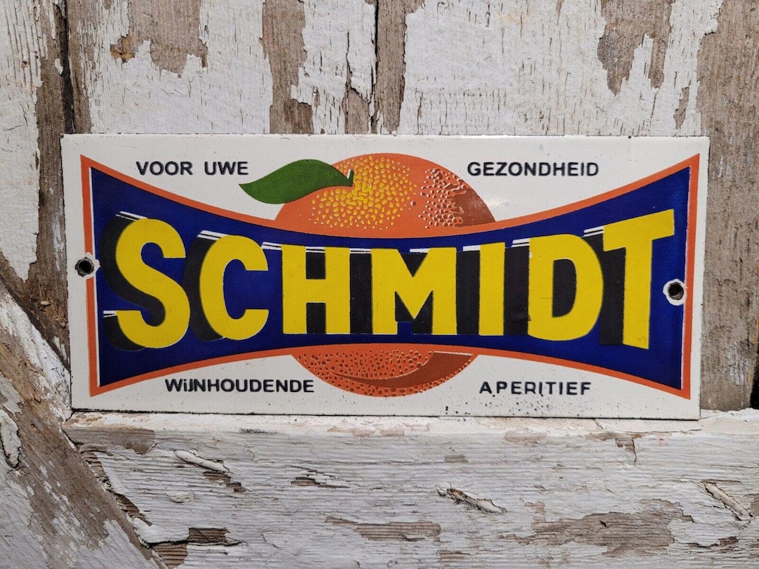 VINTAGE SCHMIDT Porcelain Advertising Sign Gas Pump Plate Etsy