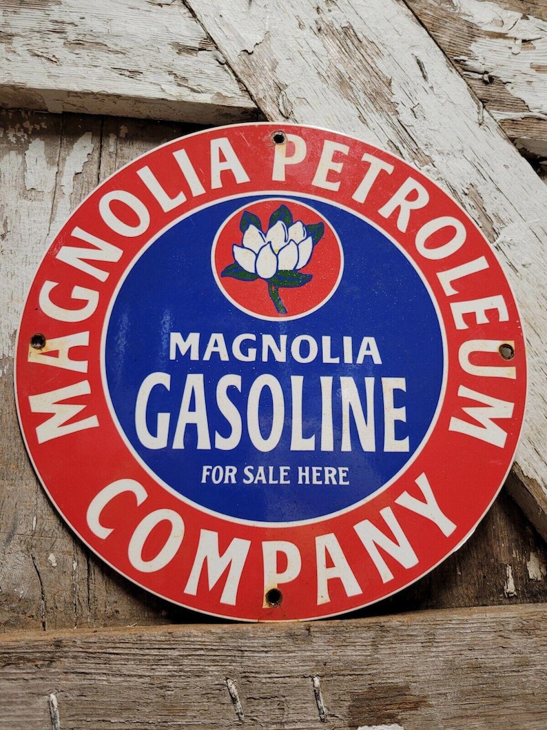 VINTAGE MAGNOLIA PETROLEUM Porcelain Advertising Sign Gas Pump Etsy