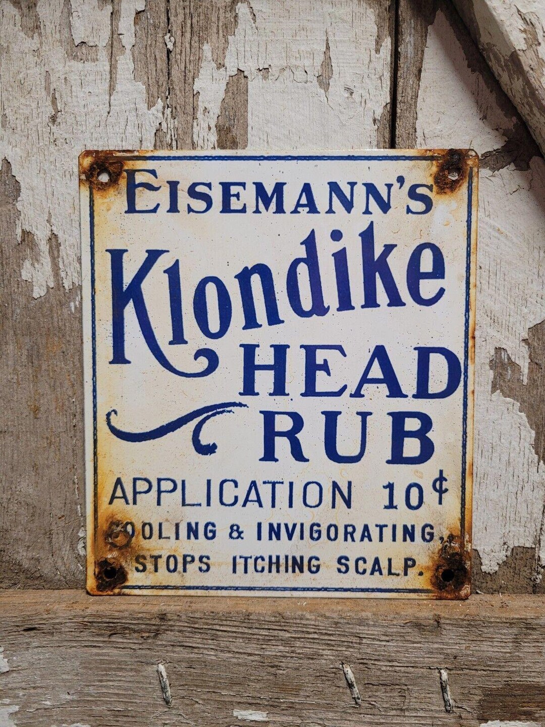 VINTAGE EISEMANNS KLONDIKE Porcelain Sign Gas Motor Oil Soda Etsy