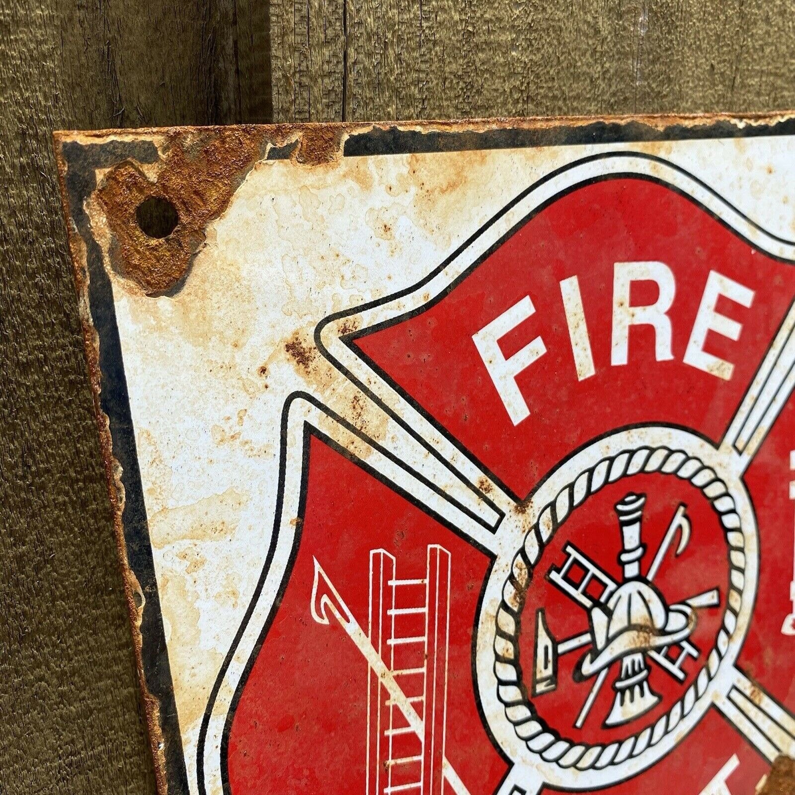 Vintage fire dept porcelain metal sign hook & ladder fireman Etsy