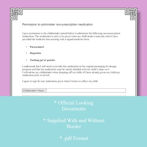 Childminding Medication Permission Form