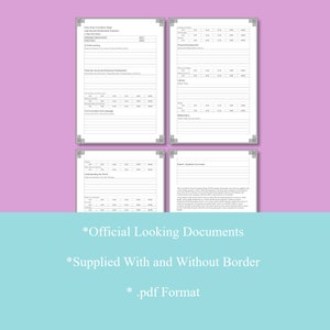 May include: Four black and white printable forms with a gray border. The forms are titled "Early Years Observation Stages", "Physical Development", "Understanding the World", and "Teacher's Comments". Each form has a table with columns for different age groups and rows for different developmental areas. The forms are designed for use in early childhood education.