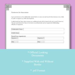 Childminding Observation Permission Form