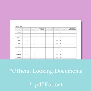 Childminding Fire Drill Log Form
