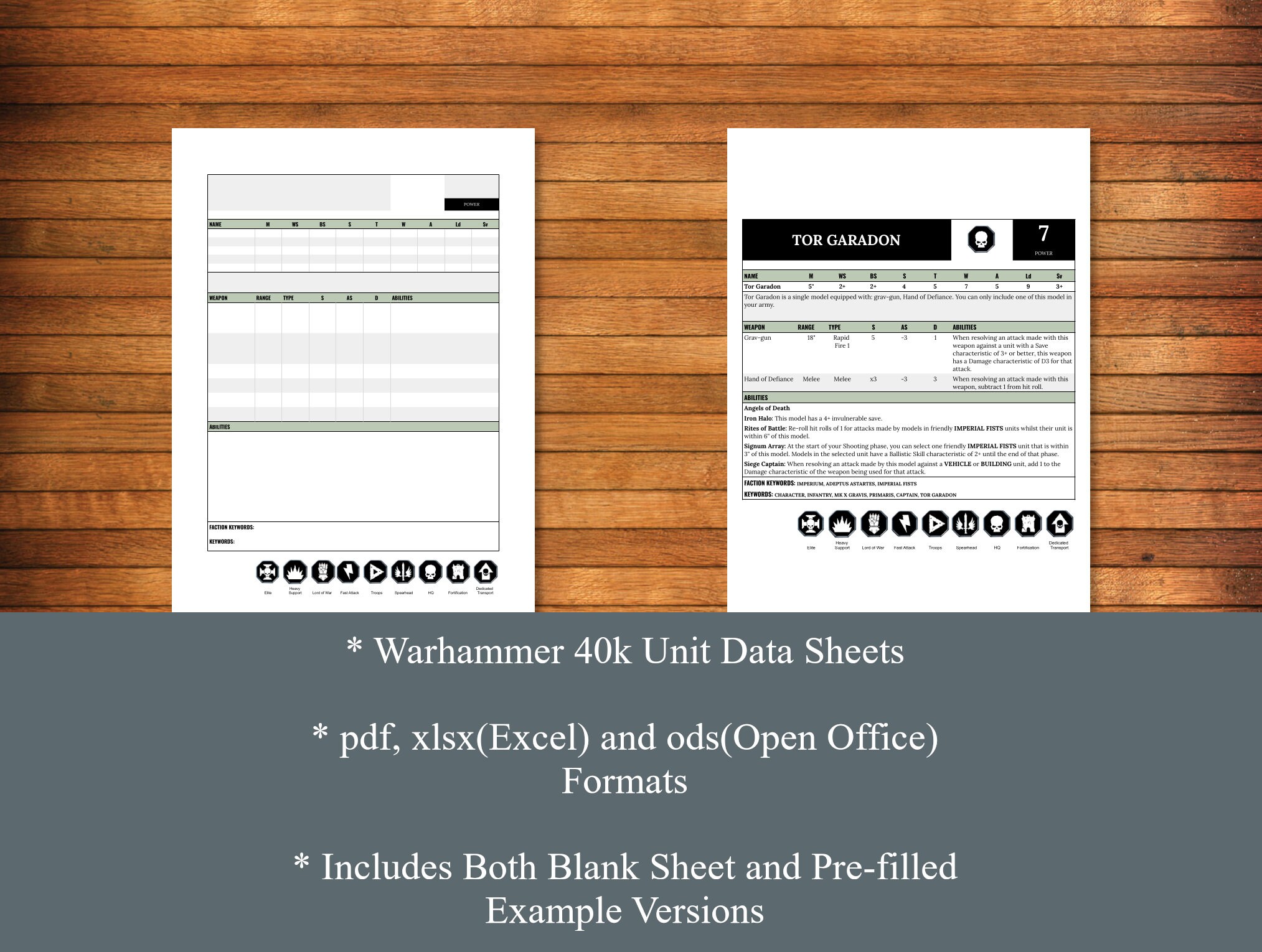 Warhammer 40k Datasheets Template Stat Sheets Character Stats Etsy 