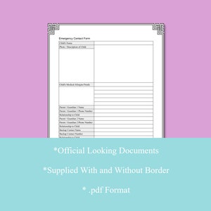Childminding Emergency Contact Form