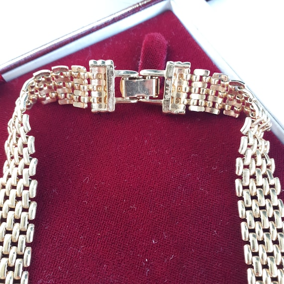 S.A.L Swarovski Vintage Necklace, Gold Toned Meta… - image 7