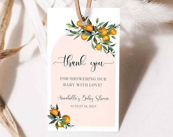 A Little Cutie is on the Way Baby Shower Favor Tag, Clementine Orange Baby Shower Geschenk Tag Vorlage Cutie Danke Tag, Baby Shower Favors