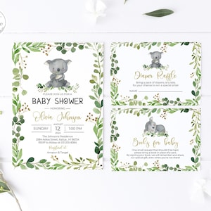 Editable Koala Baby Shower Invitation Bundle, Greenery Gender Neutral Baby Shower Invite Koala Bear Invitation Cute Baby Koala Shower Invite