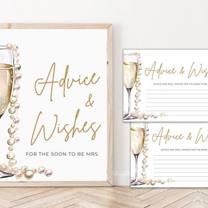 Parels en Prosecco Advies en wensen Borden en kaarten, Advies en wensen voor de aanstaande mevrouw, Parels en Prosecco Bruidsdouchespellen PP2