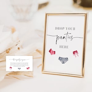 Drop Your Panties Here Sign Template, Lingerie Shower Sign Red Black Panty Game Drop Your Panties Here Sign Template Lingerie Shower Game L2