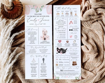 Infographic Wedding Program, Unique Wedding Program, Fun Wedding Program, Wedding Timeline Template, Modern Program, Funny Wedding Program