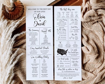 Infographic Wedding Program, Unique Wedding Program, Fun Wedding Program, Wedding Timeline Template, Modern Program, Funny Wedding Program