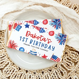 4th of July Chocolate Bar Wrapper, Fourth of July Patriotic Candy Bar Wrapper Template, Independence Day Stars & Stripes Birthday Favors LF1