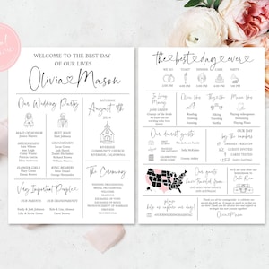 Infographic Wedding Program, Unique Wedding Program, Fun Wedding Program, Wedding Timeline Template, Modern Program, Funny Wedding Program