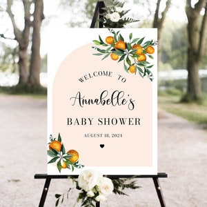 Arch Little Cutie Baby Shower Welcome Sign Template, Orange Clementine Baby Shower Poster, Gender Neutral Little Cutie is on the Way Decor