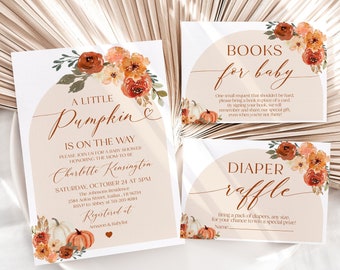 Fall Baby Shower Invitation Arch Burnt Orange Autumn Pumpkin Baby Shower Invitation A Little Pumpkin Is On The Way Baby Shower Invitation F4
