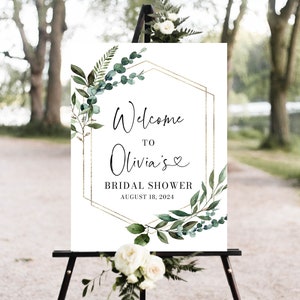 Greenery Welcome Sign, Bridal Shower Welcome Sign Template Editable Eucalyptus Bridal Shower Sign Greenery Gold Bridal Shower Welcome Poster