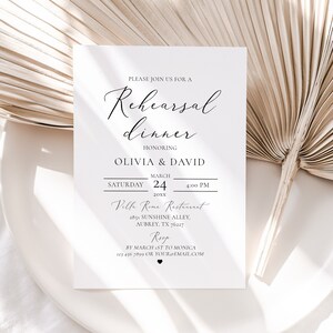 Classic Rehearsal Dinner Invitation, Editable Minimal Wedding Rehearsal Dinner Invitation Template, Elegant Modern Wedding Rehearsal Invite
