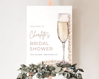 Pearls and Prosecco Bridal Shower Welcome Sign, Champagne Pearls & Prosecco Bridal Shower Poster Pearls and Prosecco Bridal Shower Decor PP1
