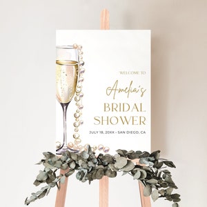 Pearls and Prosecco Bridal Shower Welcome Sign, Champagne Pearls & Prosecco Bridal Shower Poster Pearls and Prosecco Bridal Shower Decor PP2